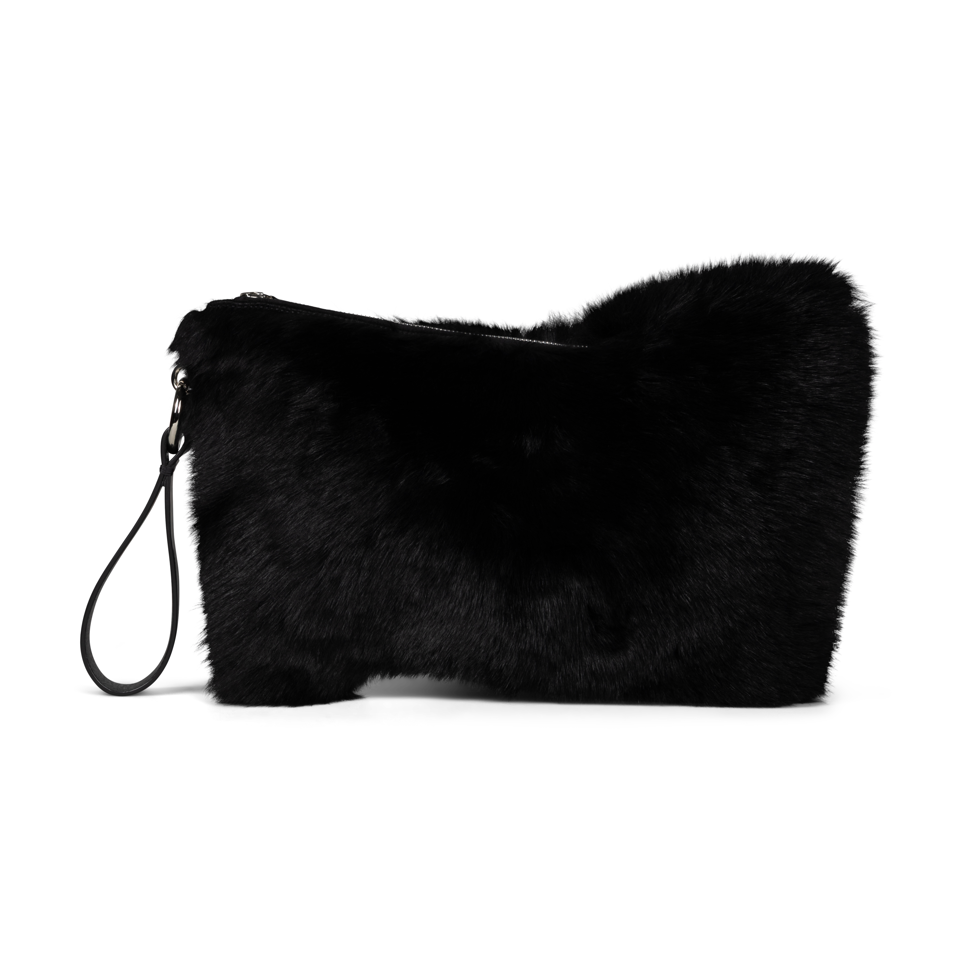 Wrist Clutch - black shearling