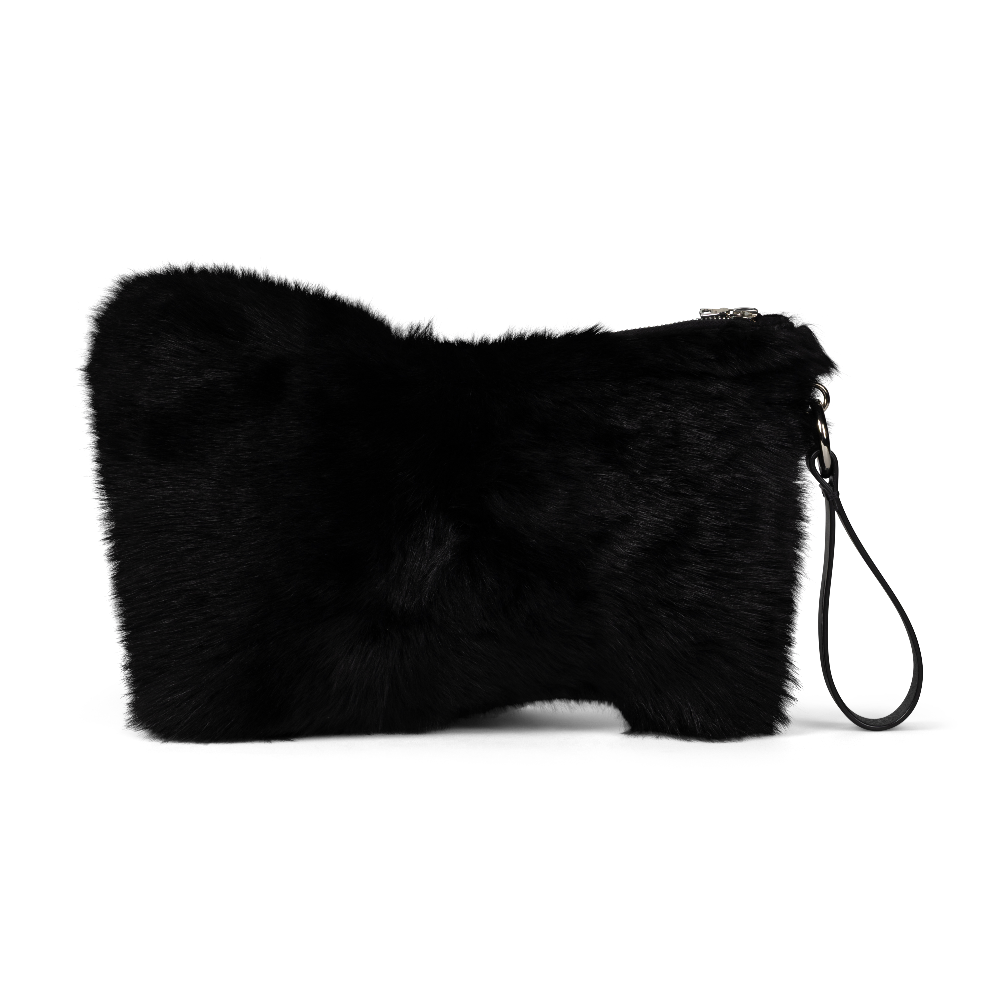 Wrist Clutch - black shearling