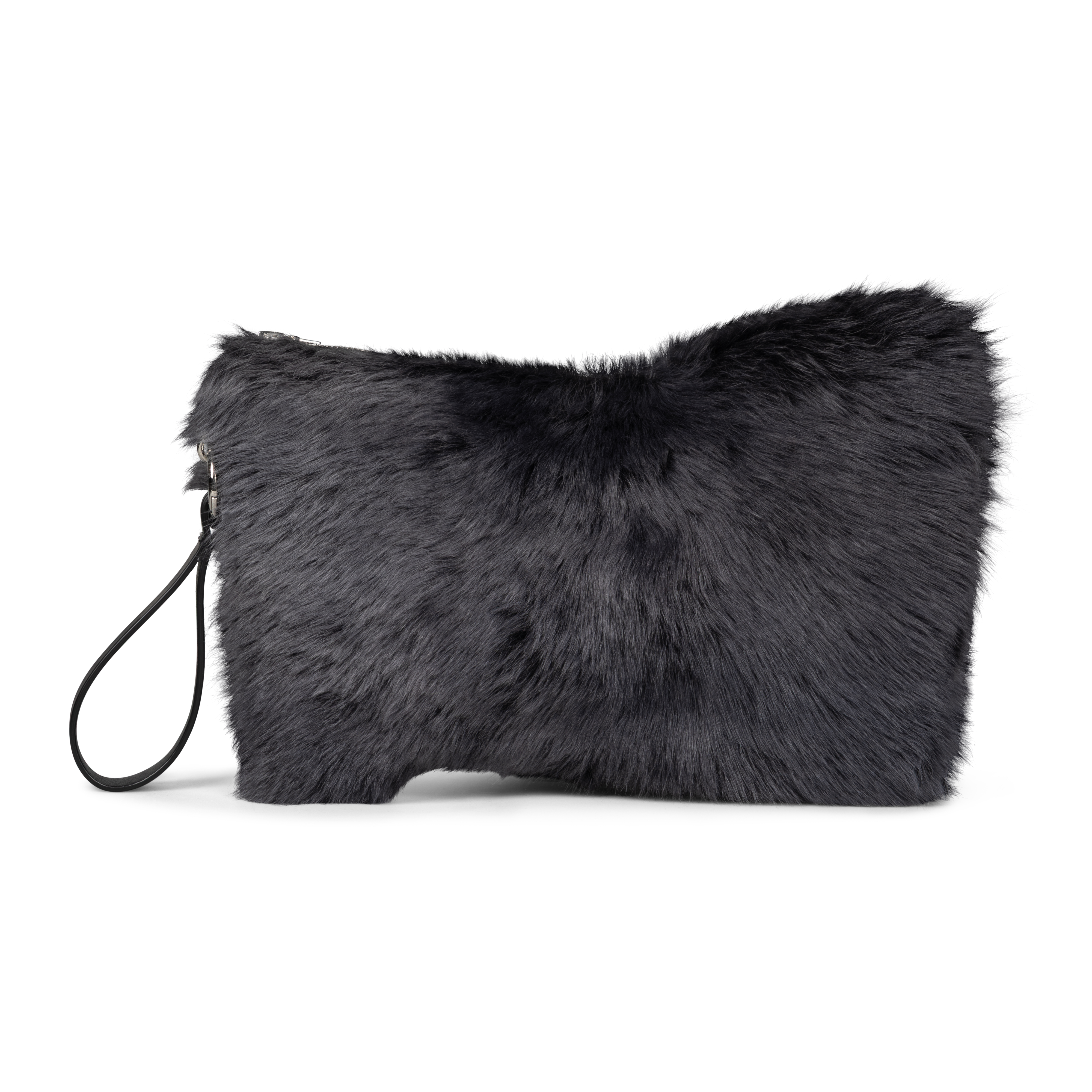 Wrist Clutch - grey shearling