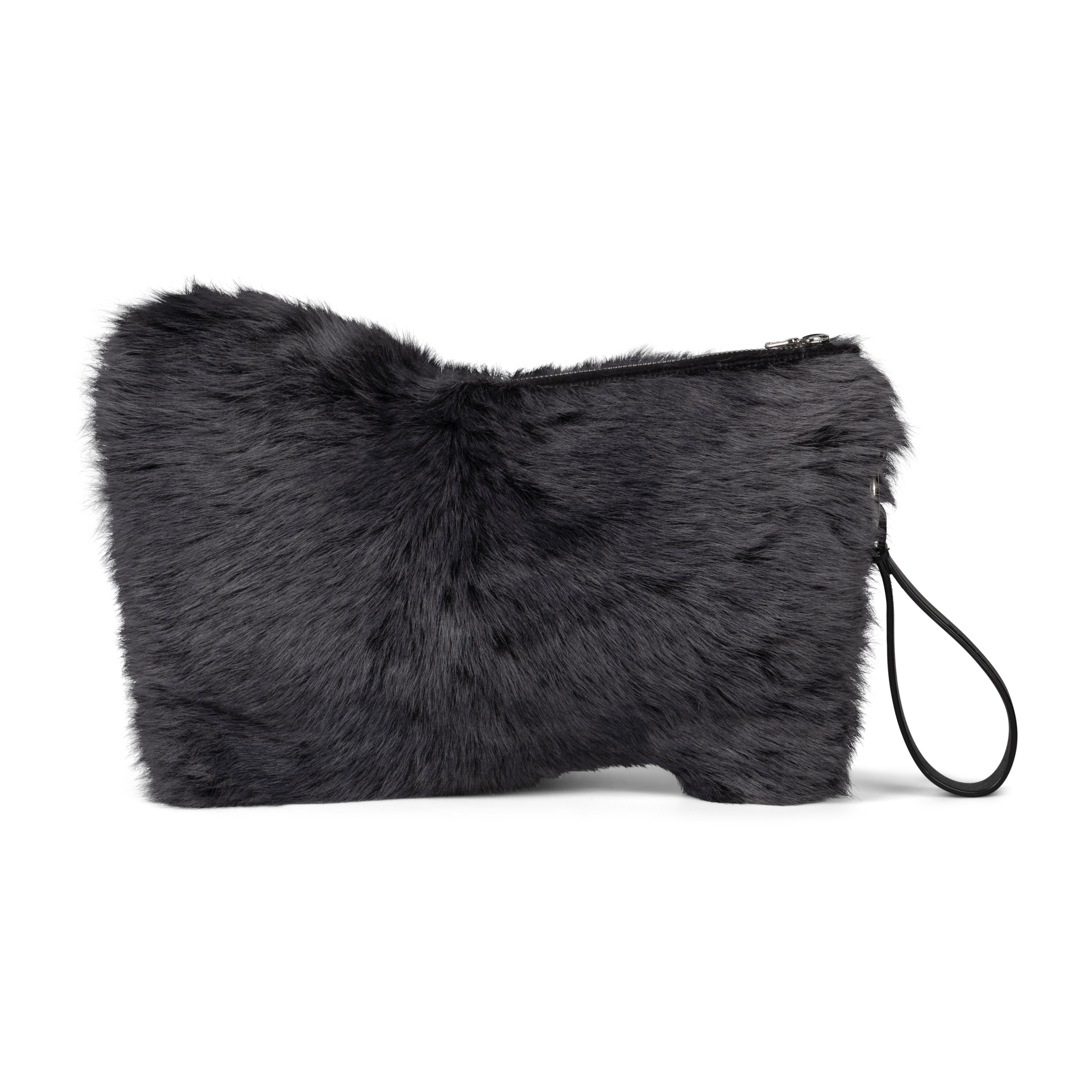 Wrist Clutch - grey shearling